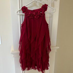 Girls Red Flower Tulle Dress I Size 8